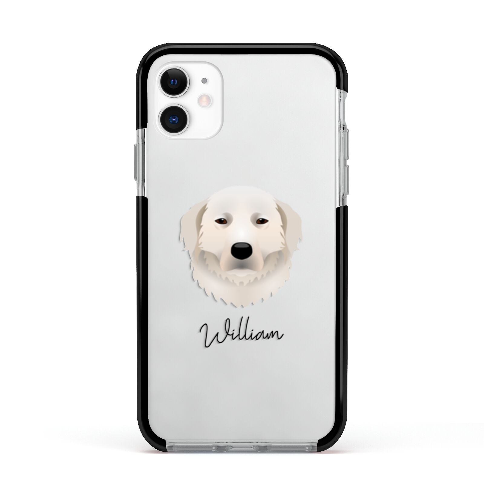 Maremma Sheepdog Personalised Apple iPhone 11 in White with Black Impact Case