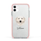 Maremma Sheepdog Personalised Apple iPhone 11 in White with Pink Impact Case