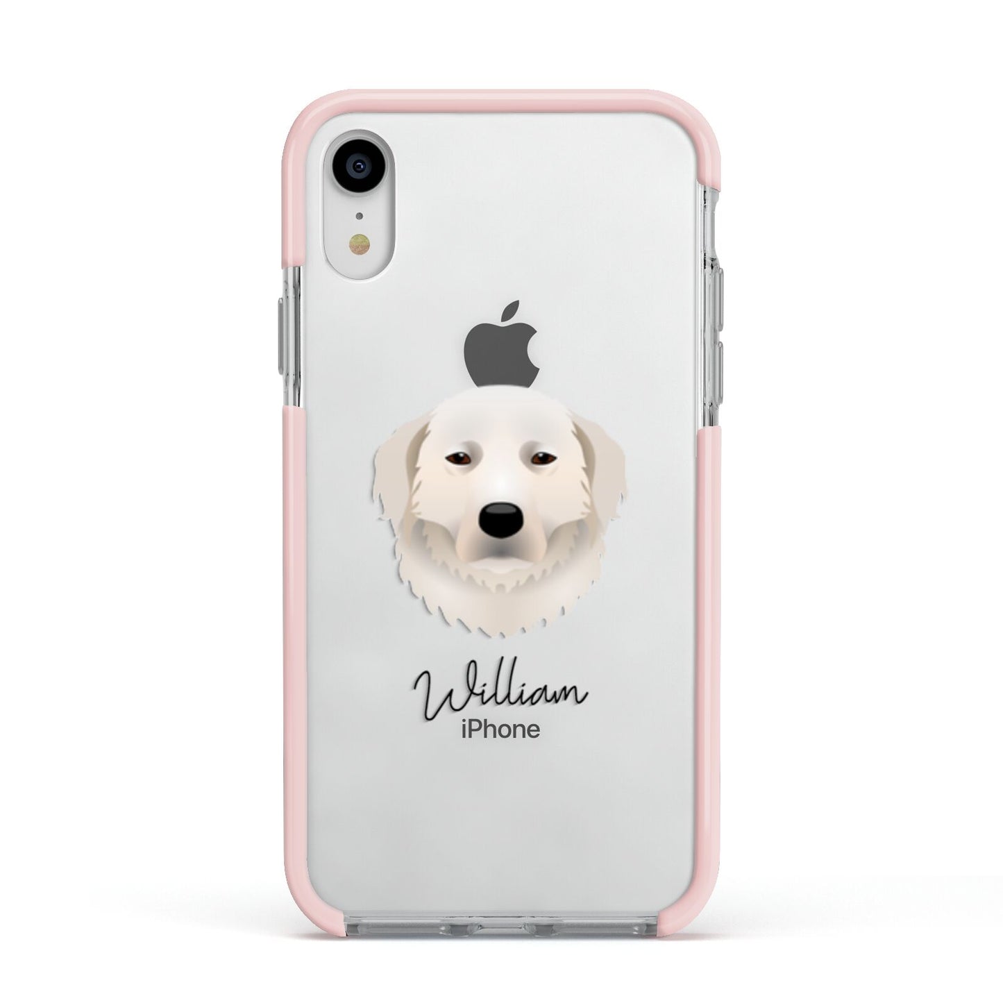 Maremma Sheepdog Personalised Apple iPhone XR Impact Case Pink Edge on Silver Phone