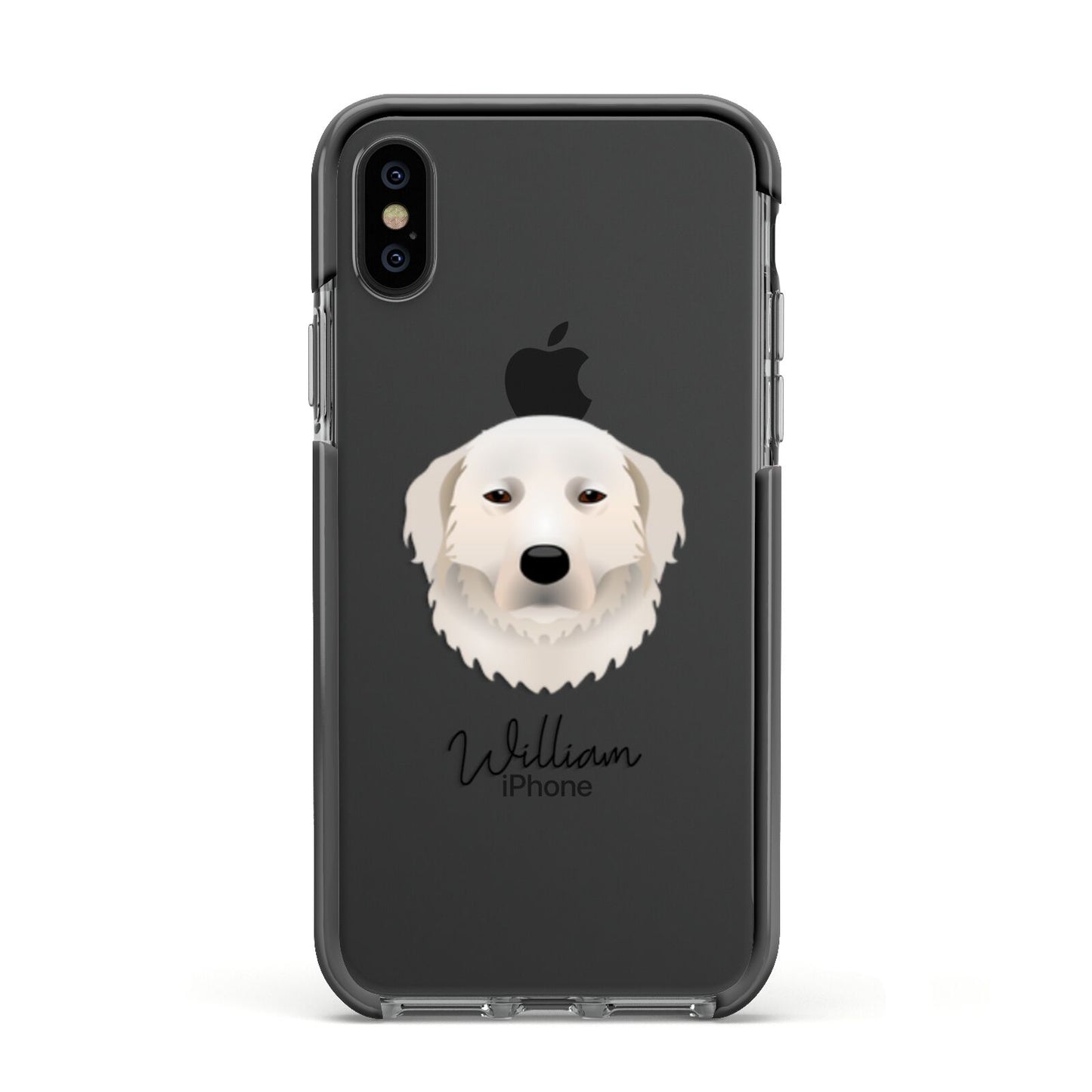 Maremma Sheepdog Personalised Apple iPhone Xs Impact Case Black Edge on Black Phone