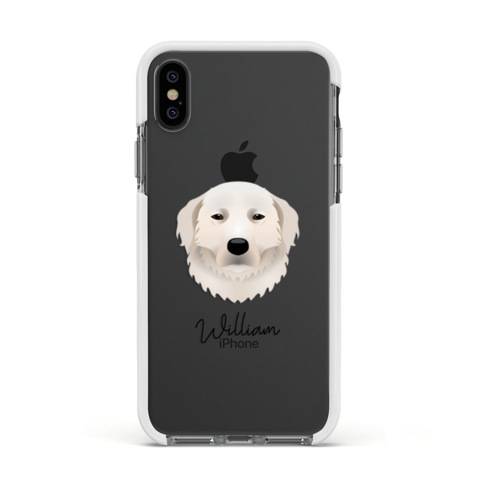 Maremma Sheepdog Personalised Apple iPhone Xs Impact Case White Edge on Black Phone