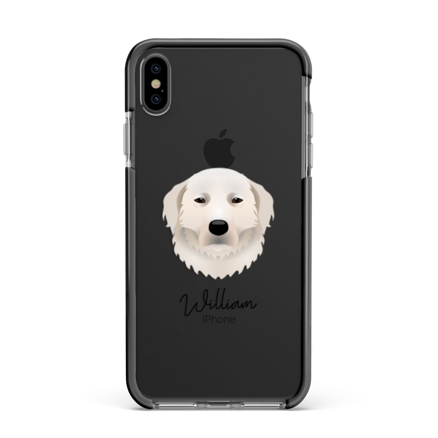 Maremma Sheepdog Personalised Apple iPhone Xs Max Impact Case Black Edge on Black Phone