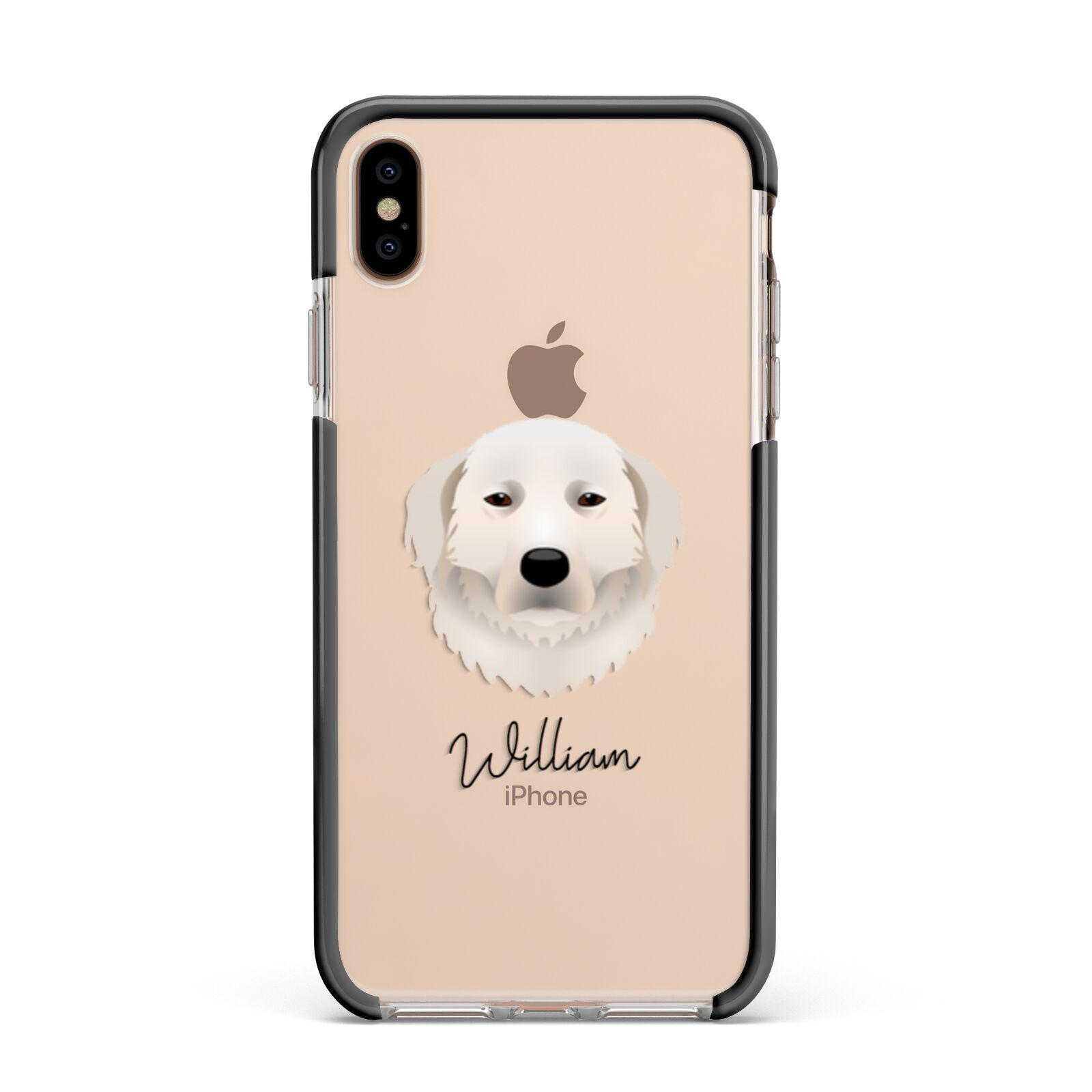 Maremma Sheepdog Personalised Apple iPhone Xs Max Impact Case Black Edge on Gold Phone