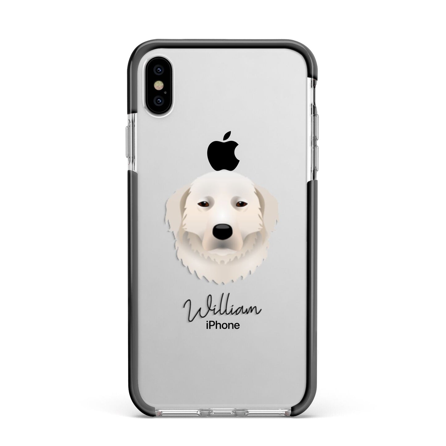 Maremma Sheepdog Personalised Apple iPhone Xs Max Impact Case Black Edge on Silver Phone