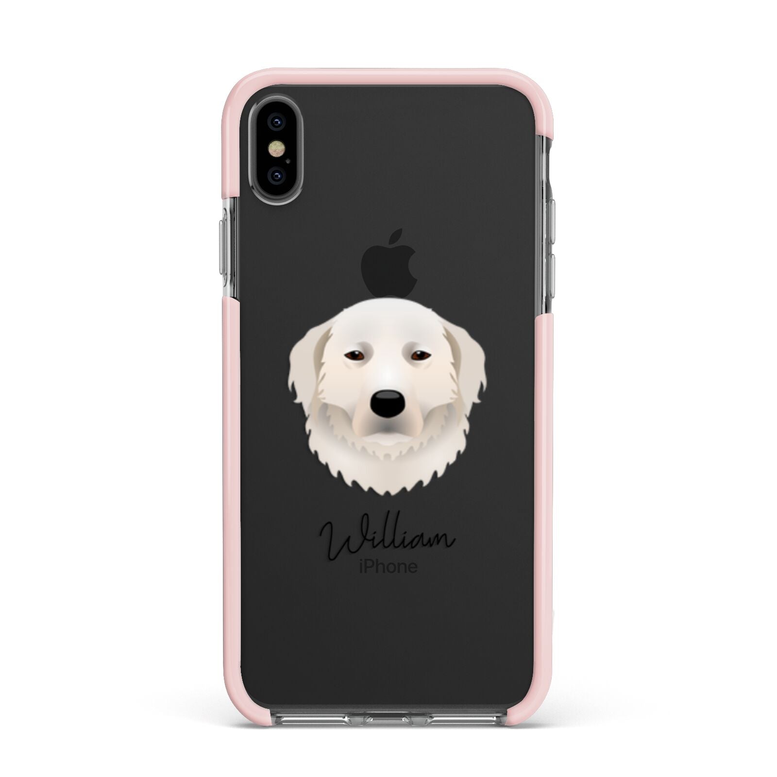 Maremma Sheepdog Personalised Apple iPhone Xs Max Impact Case Pink Edge on Black Phone