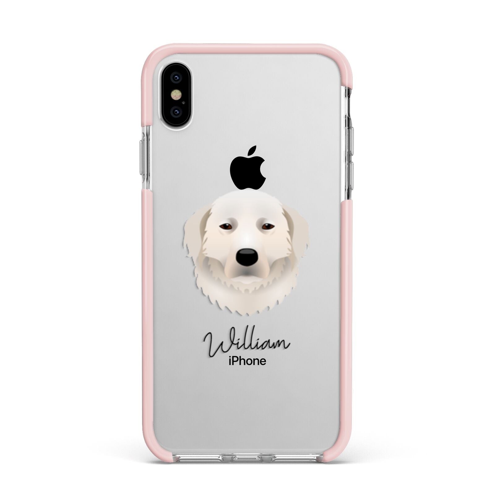 Maremma Sheepdog Personalised Apple iPhone Xs Max Impact Case Pink Edge on Silver Phone