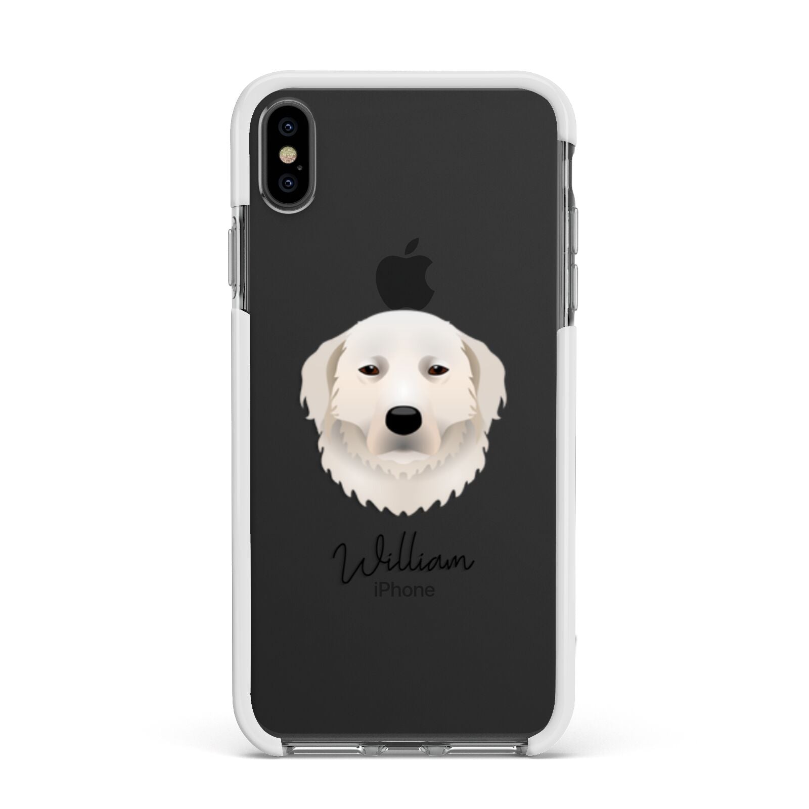 Maremma Sheepdog Personalised Apple iPhone Xs Max Impact Case White Edge on Black Phone