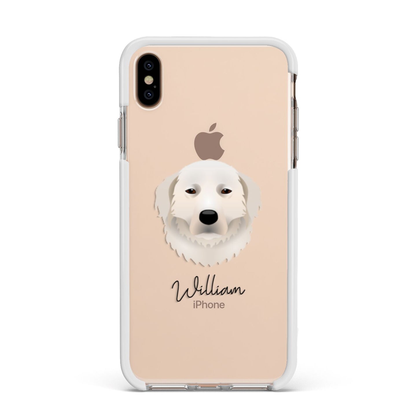 Maremma Sheepdog Personalised Apple iPhone Xs Max Impact Case White Edge on Gold Phone