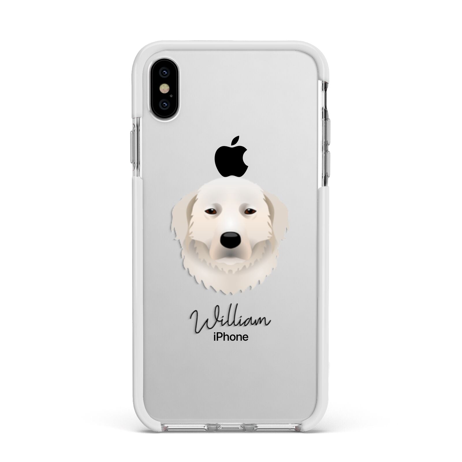 Maremma Sheepdog Personalised Apple iPhone Xs Max Impact Case White Edge on Silver Phone
