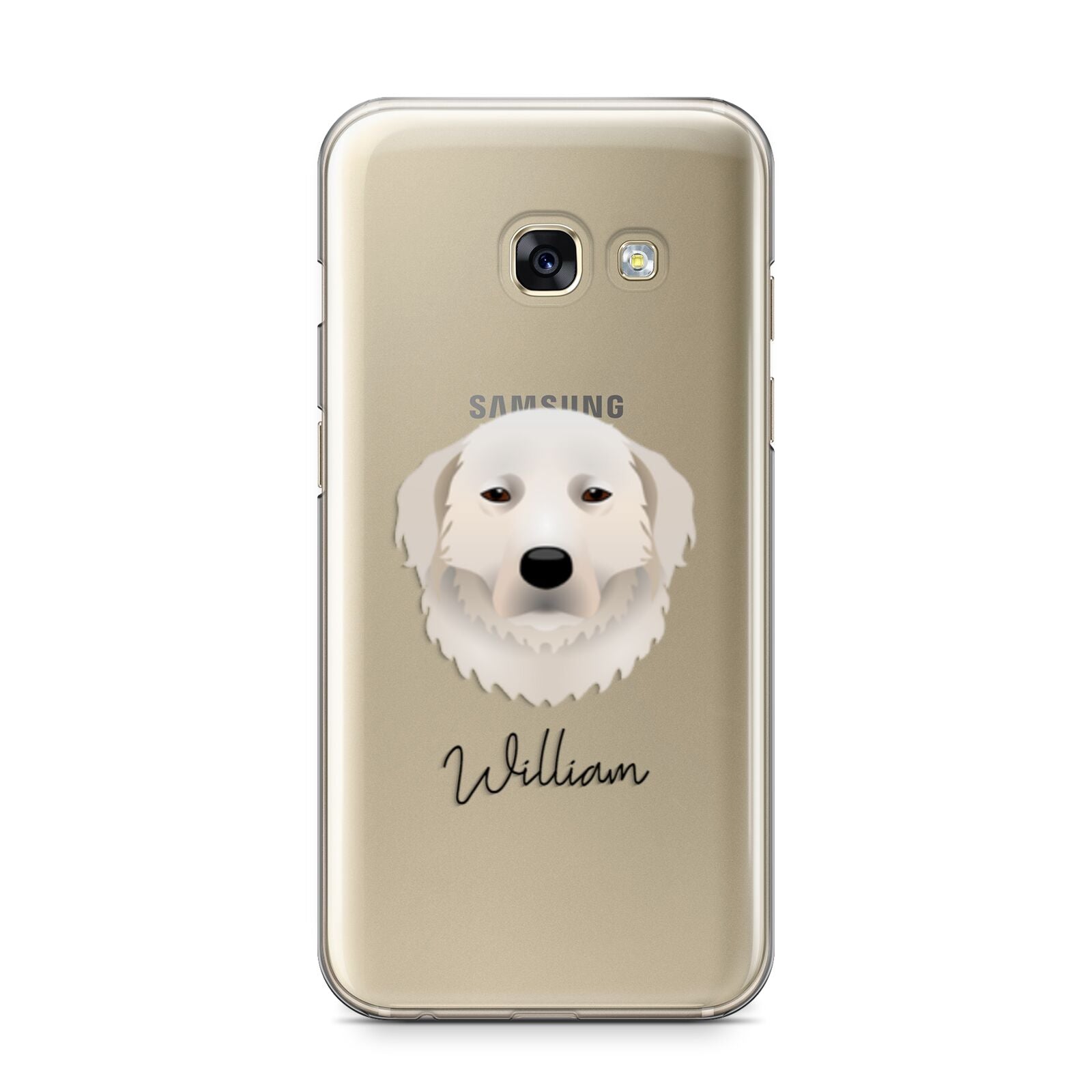 Maremma Sheepdog Personalised Samsung Galaxy A3 2017 Case on gold phone