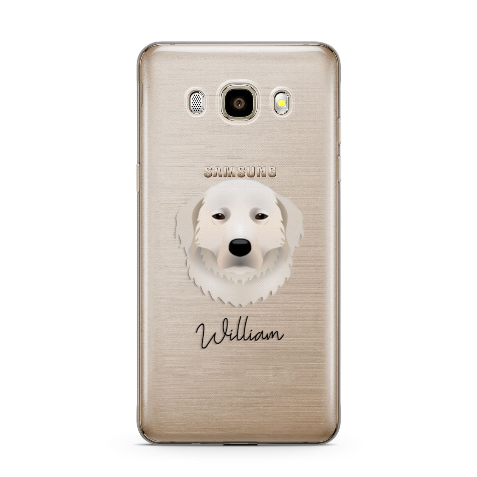 Maremma Sheepdog Personalised Samsung Galaxy J7 2016 Case on gold phone