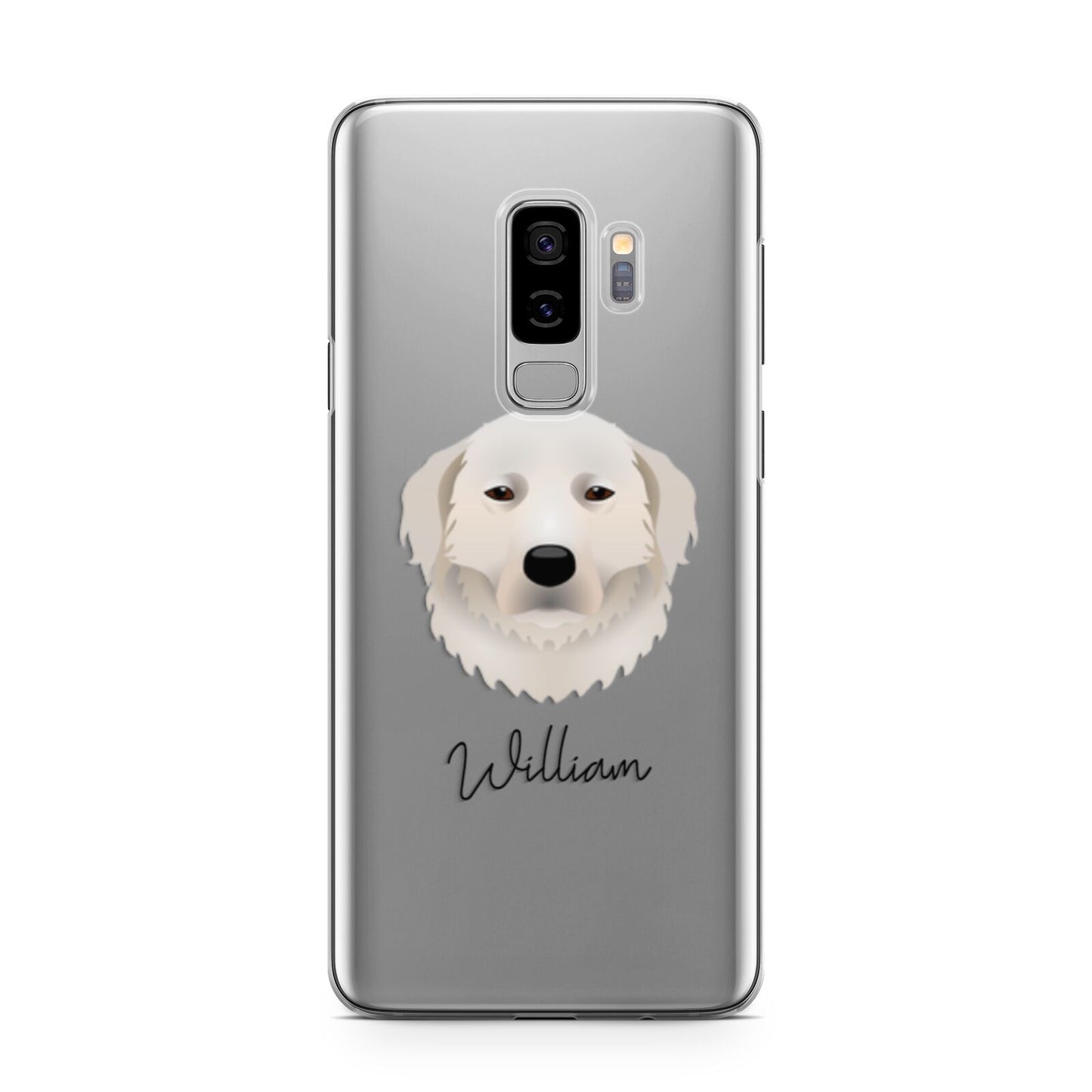 Maremma Sheepdog Personalised Samsung Galaxy S9 Plus Case on Silver phone