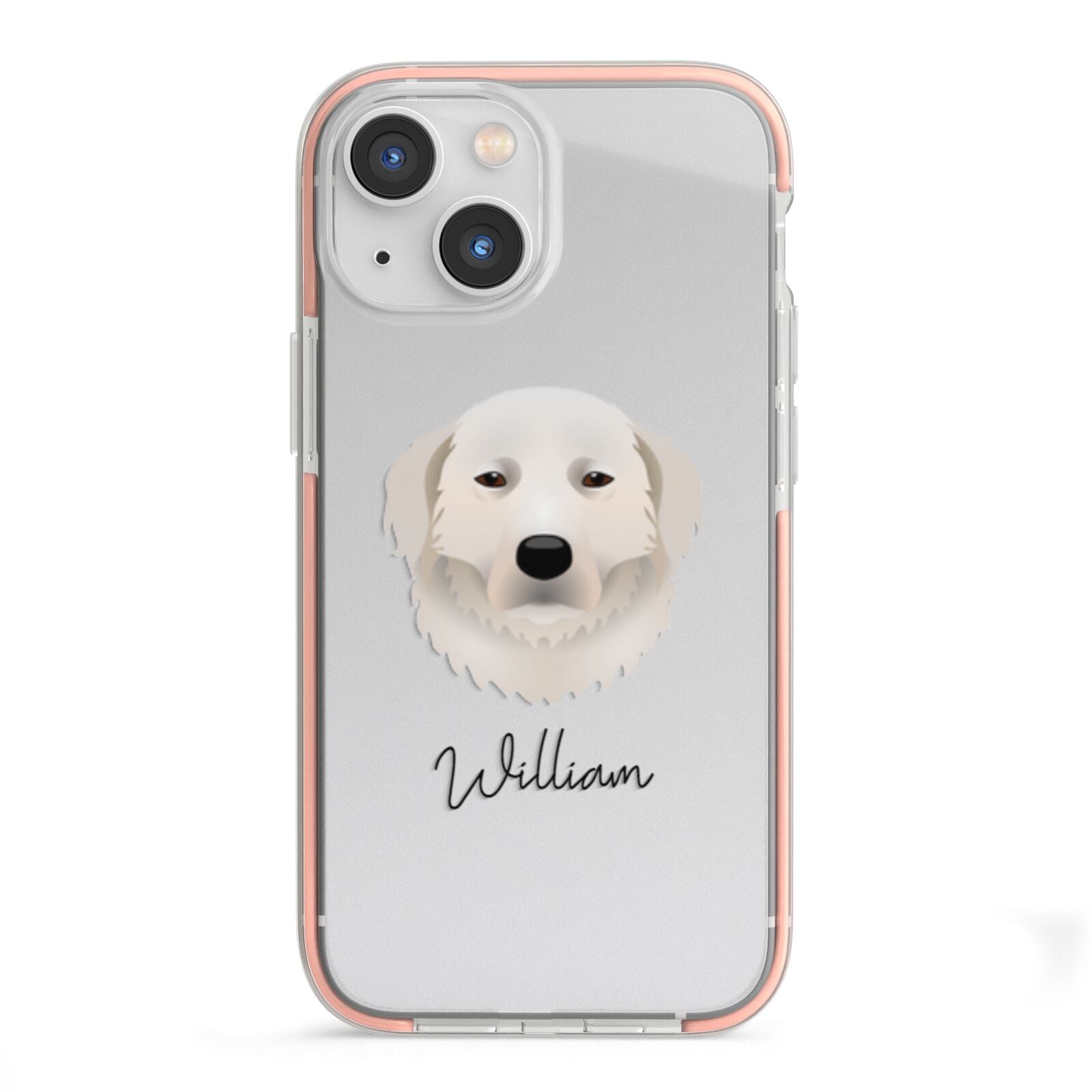 Maremma Sheepdog Personalised iPhone 13 Mini TPU Impact Case with Pink Edges
