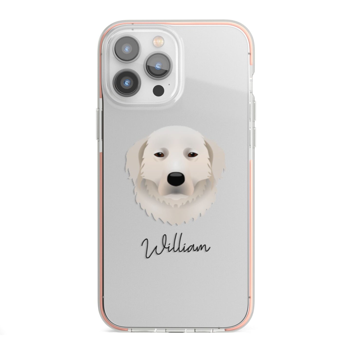 Maremma Sheepdog Personalised iPhone 13 Pro Max TPU Impact Case with Pink Edges