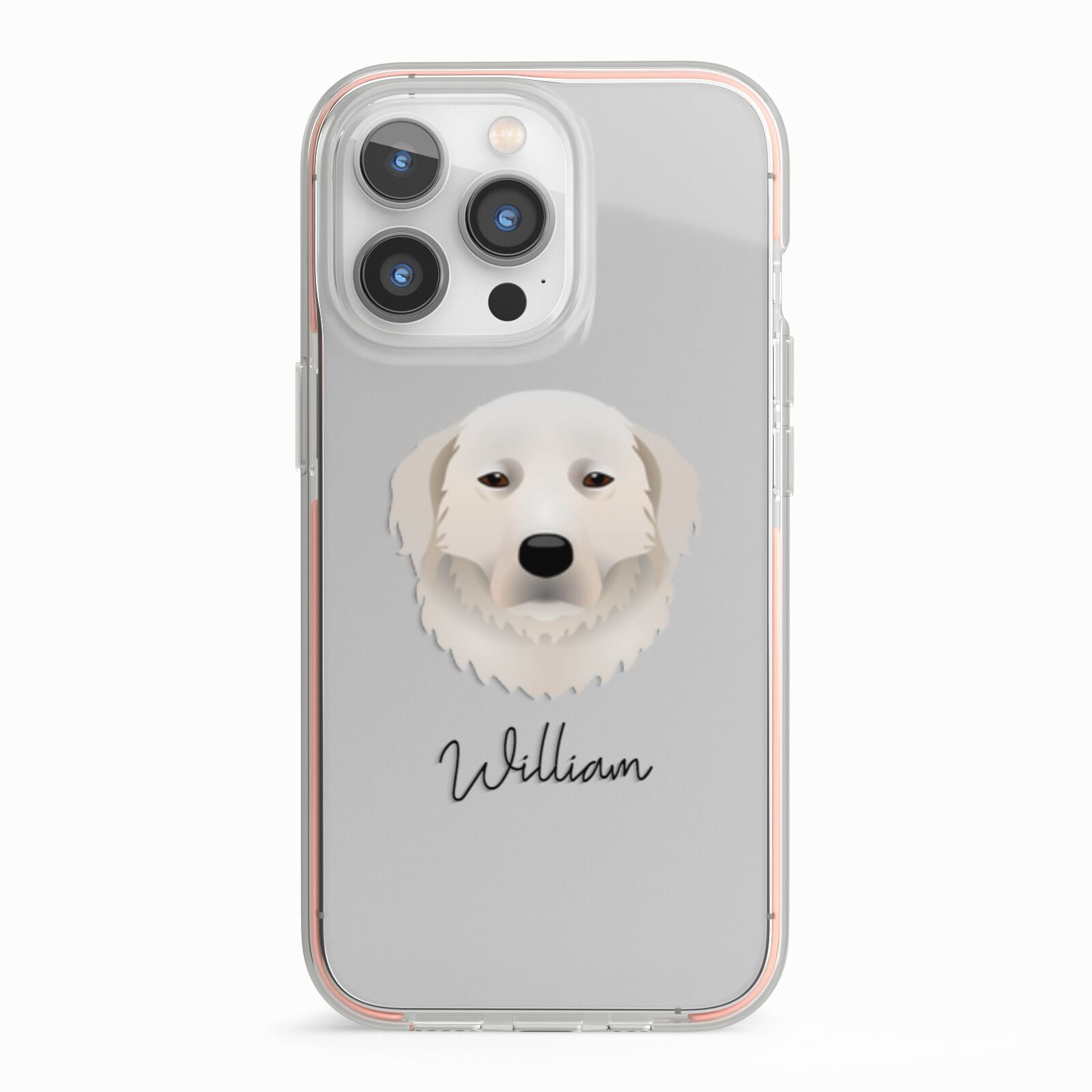 Maremma Sheepdog Personalised iPhone 13 Pro TPU Impact Case with Pink Edges