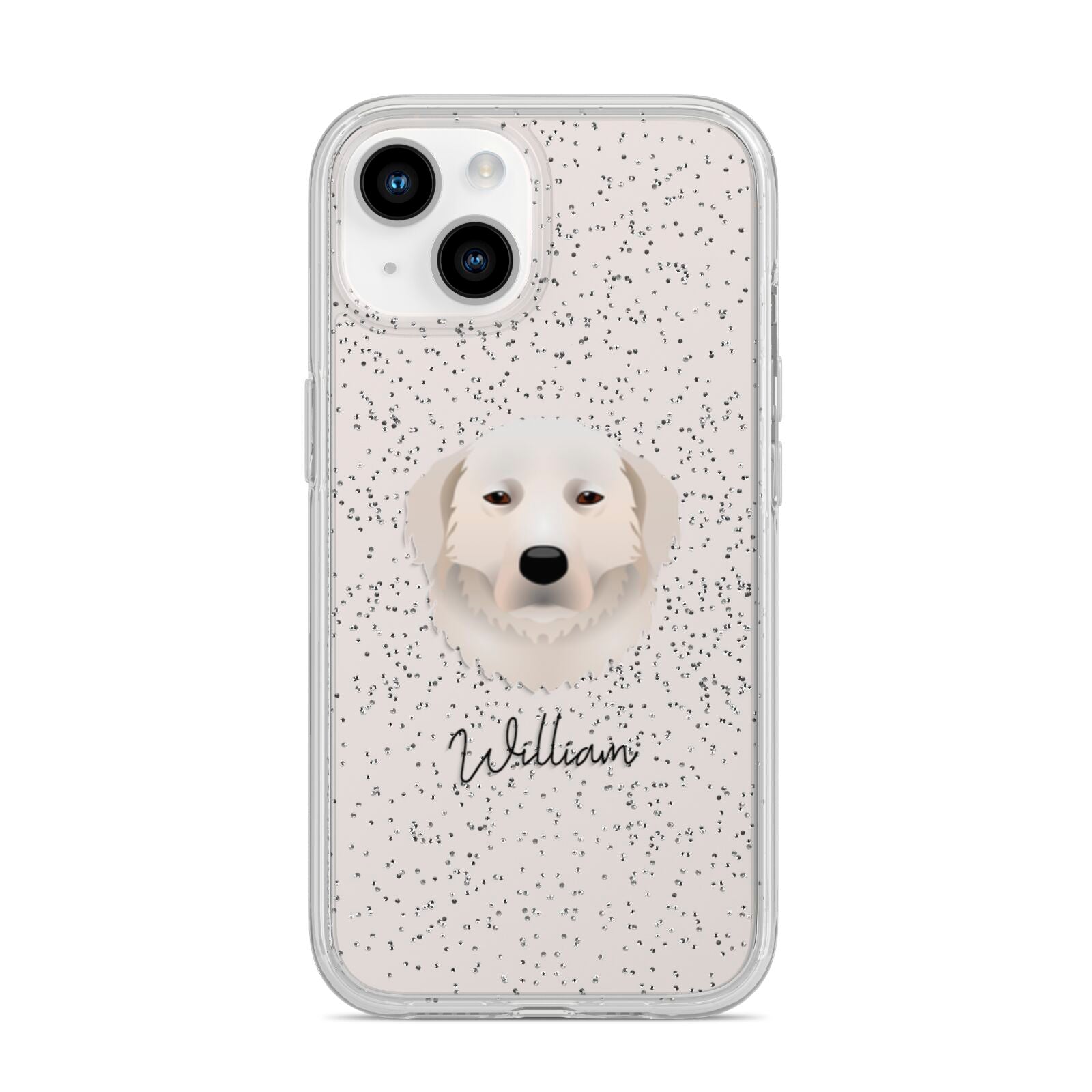 Maremma Sheepdog Personalised iPhone 14 Glitter Tough Case Starlight