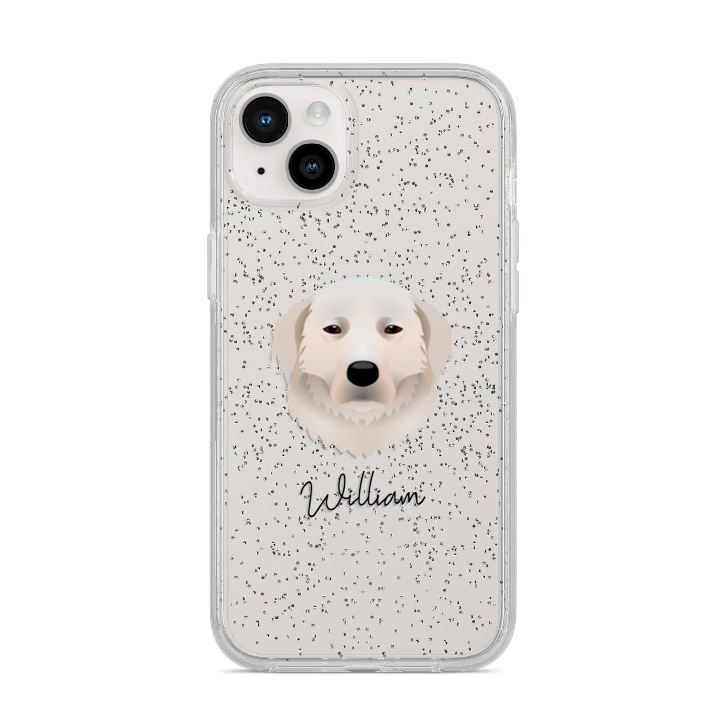 Maremma Sheepdog Personalised iPhone 14 Plus Glitter Tough Case Starlight