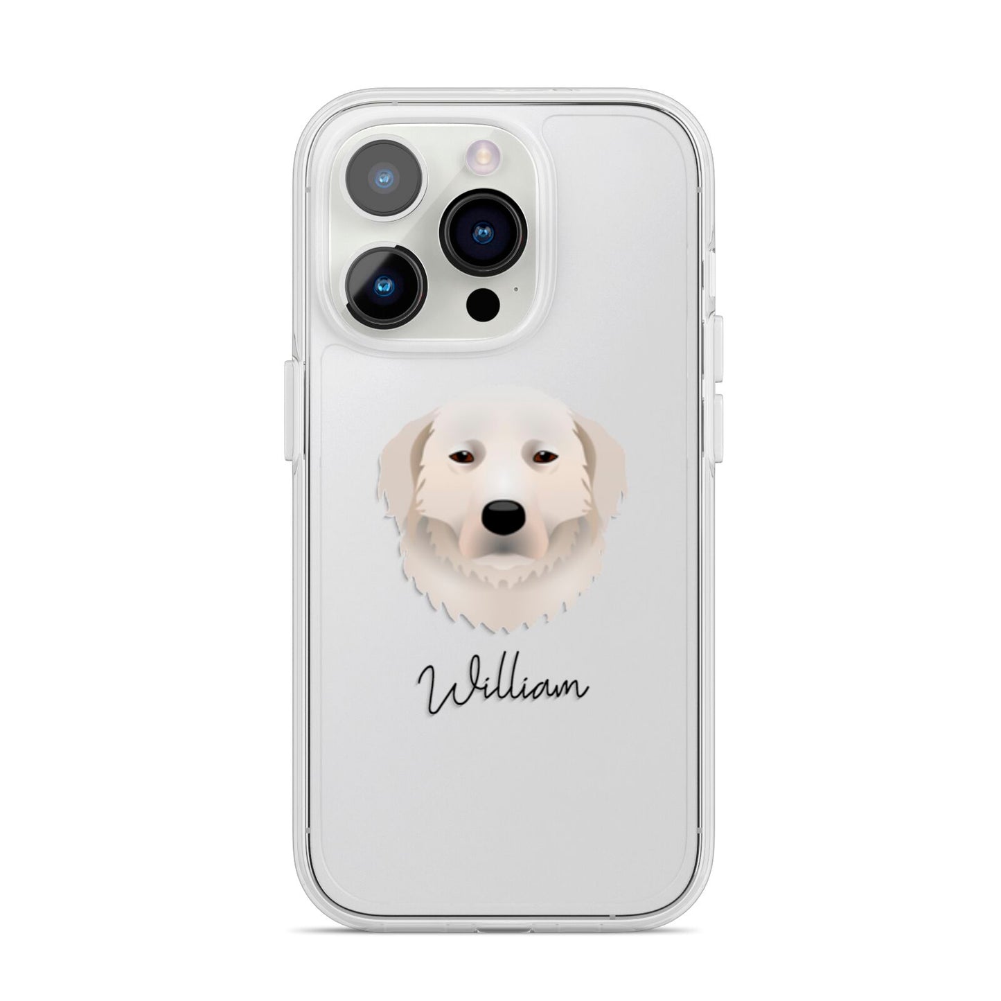 Maremma Sheepdog Personalised iPhone 14 Pro Clear Tough Case Silver