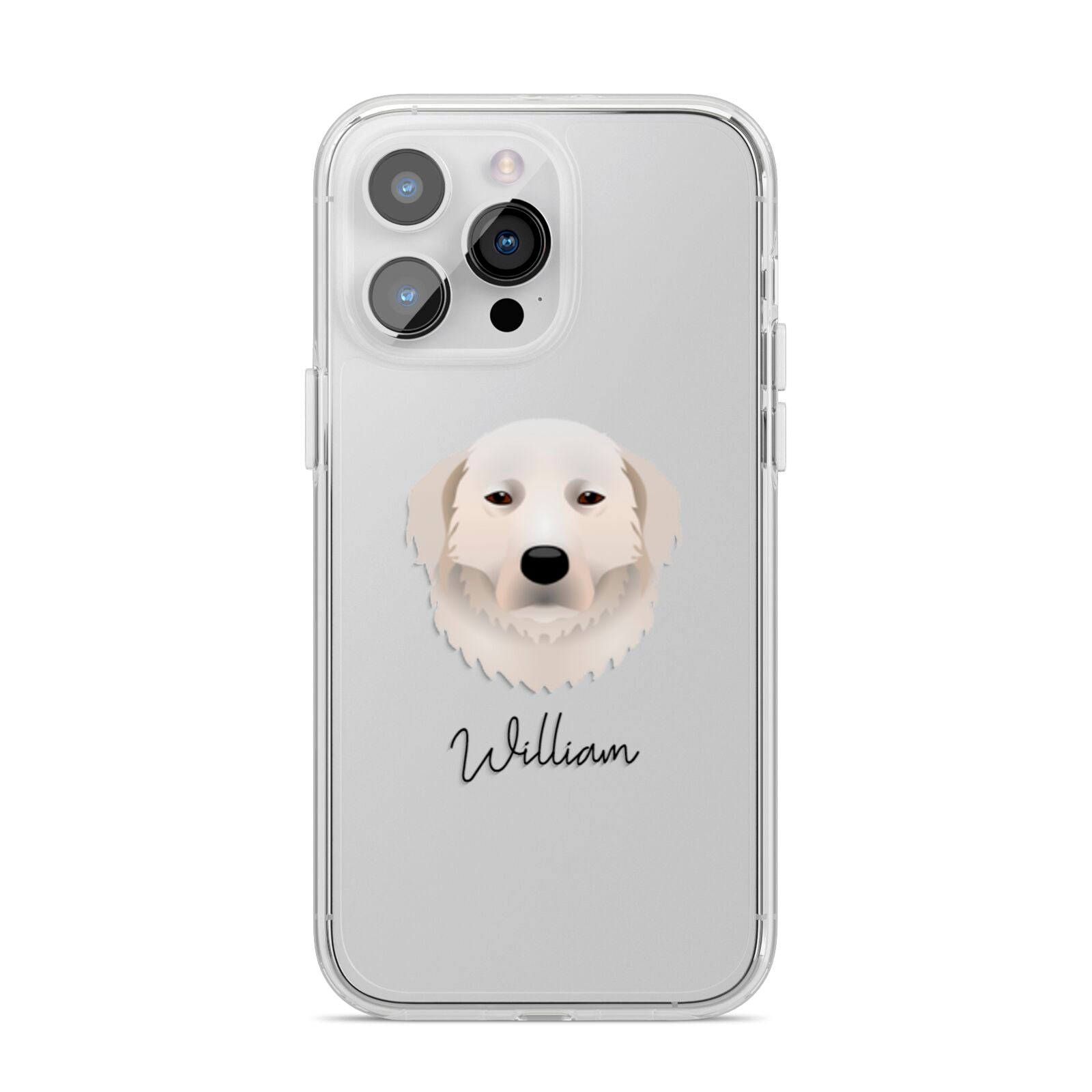 Maremma Sheepdog Personalised iPhone 14 Pro Max Clear Tough Case Silver