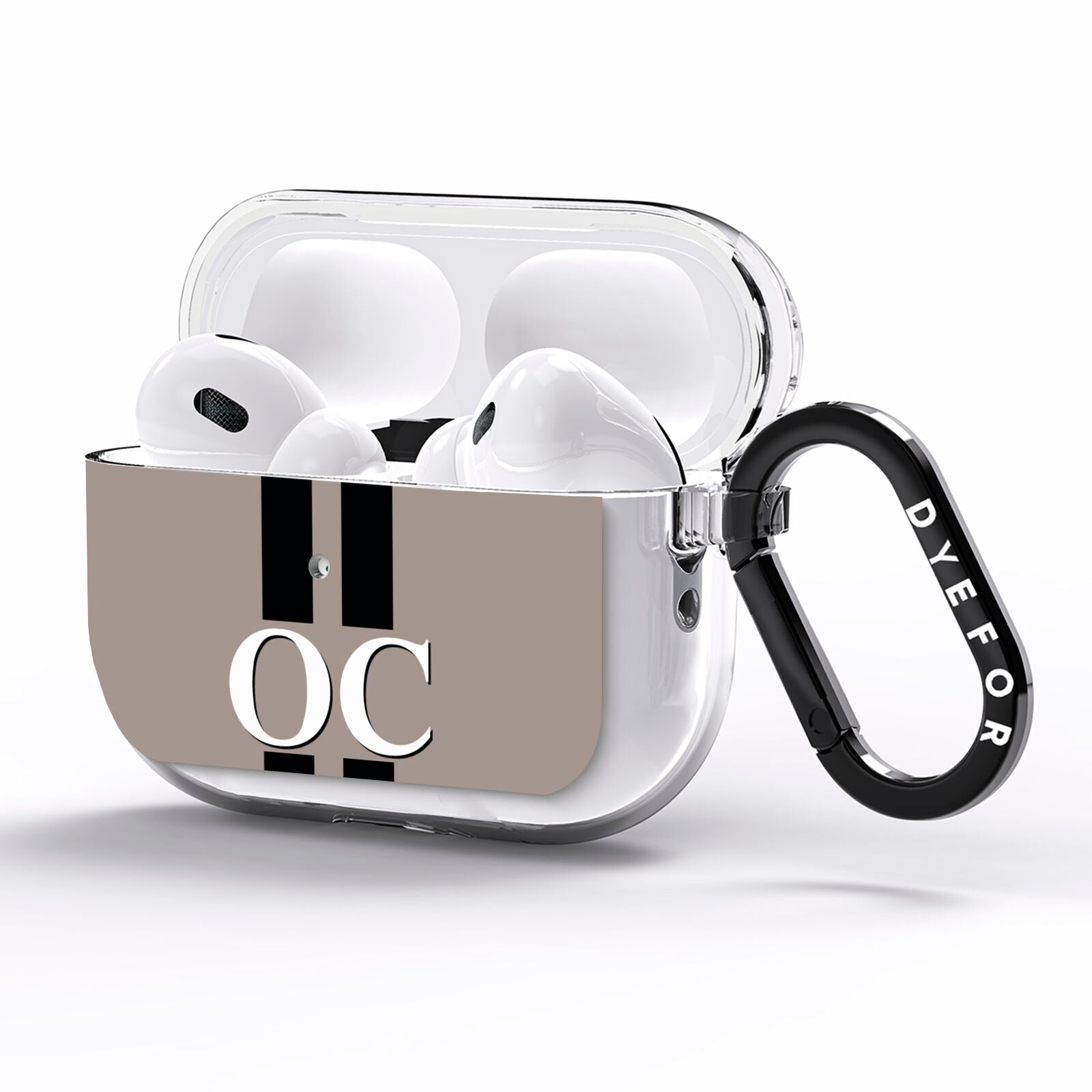 Mauve Personalised Initials AirPods Pro Clear Case Side Image