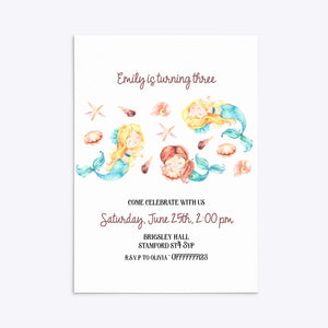 Mermaid Personalised Happy Birthday Invitation