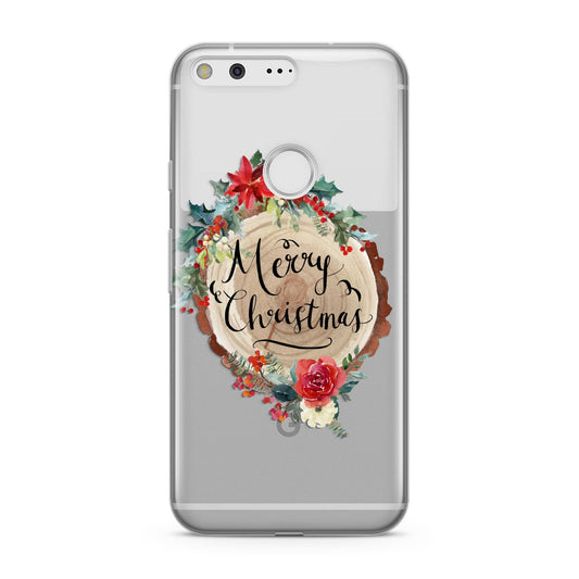 Merry Christmas Log Floral Google Pixel Case