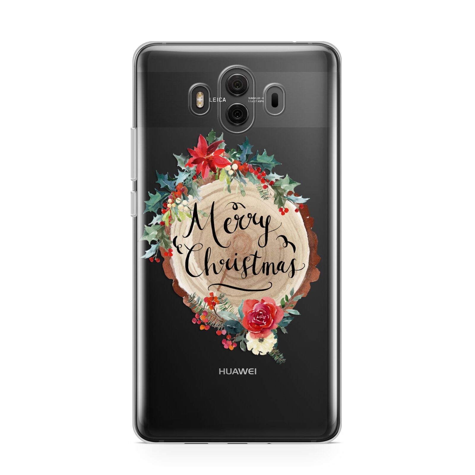 Merry Christmas Log Floral Huawei Mate 10 Protective Phone Case