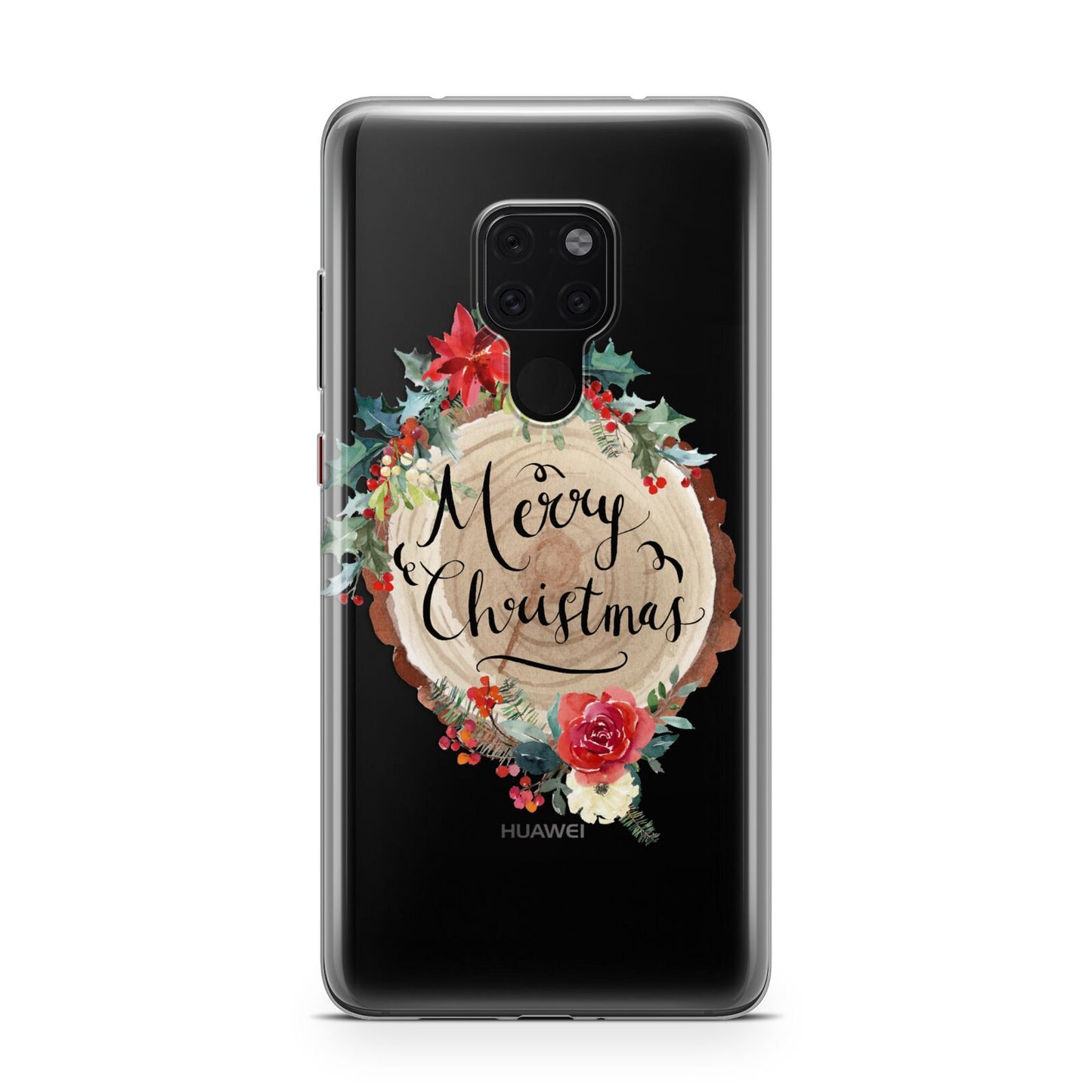 Merry Christmas Log Floral Huawei Mate 20 Phone Case