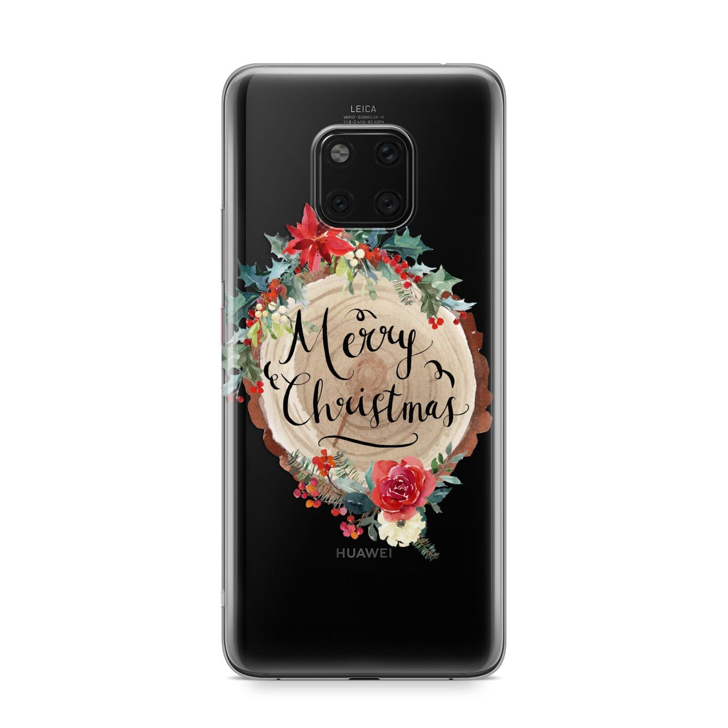 Merry Christmas Log Floral Huawei Mate 20 Pro Phone Case