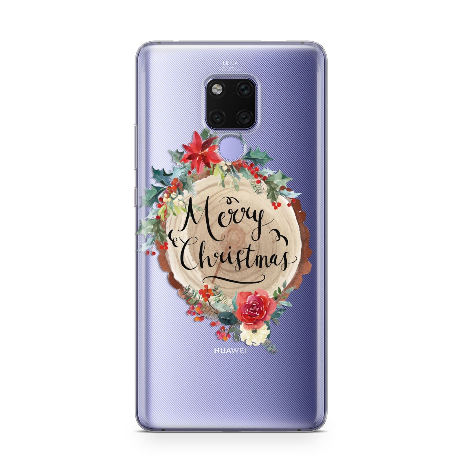 Merry Christmas Log Floral Huawei Mate 20X Phone Case