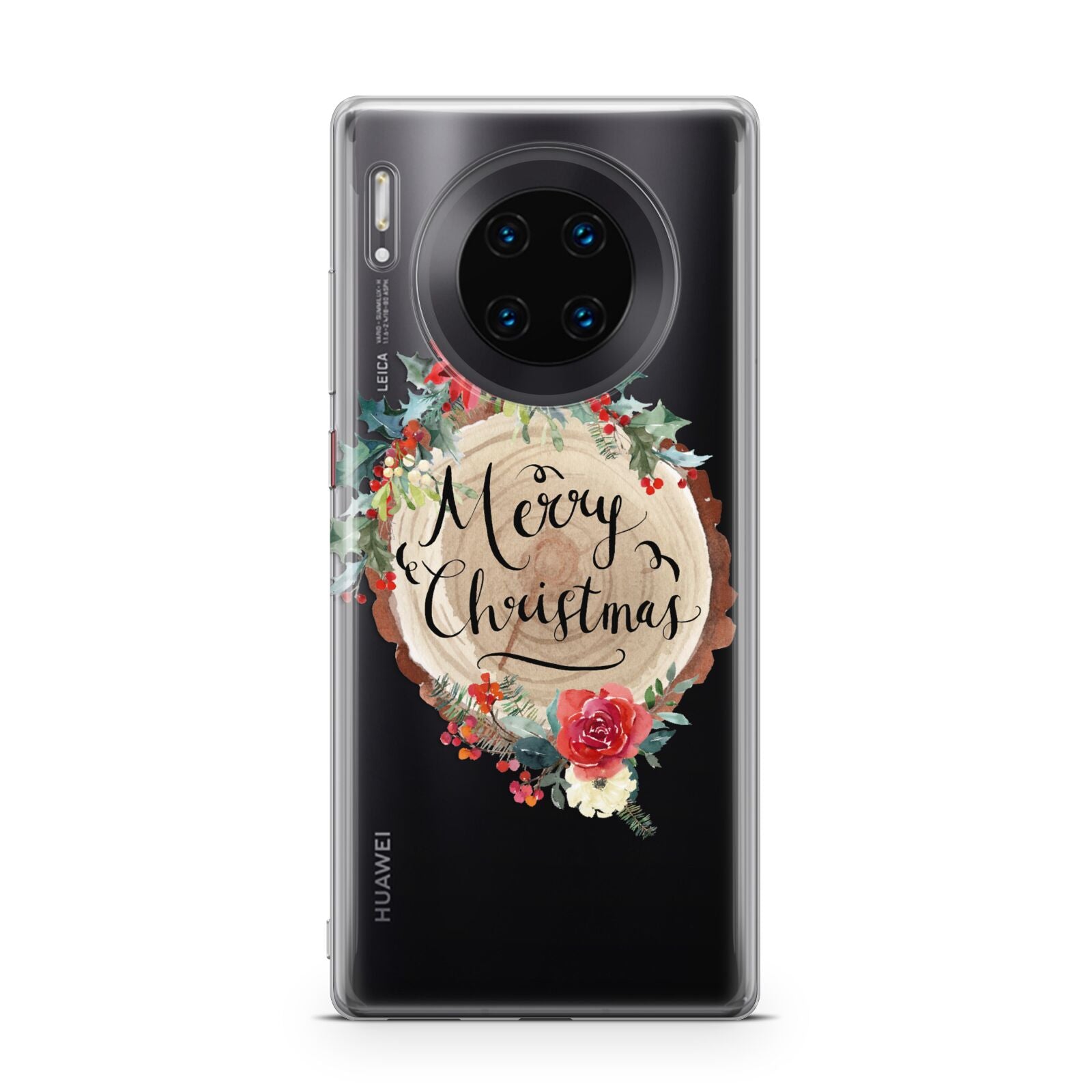 Merry Christmas Log Floral Huawei Mate 30 Pro Phone Case