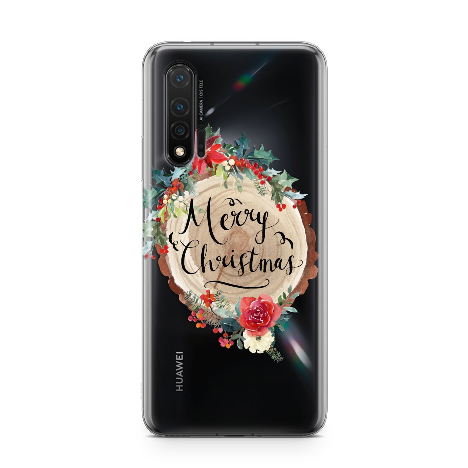 Merry Christmas Log Floral Huawei Nova 6 Phone Case