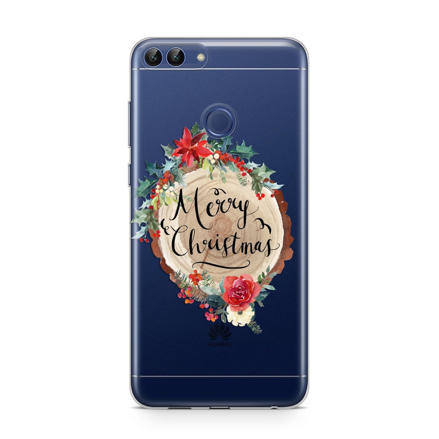 Merry Christmas Log Floral Huawei P Smart Case