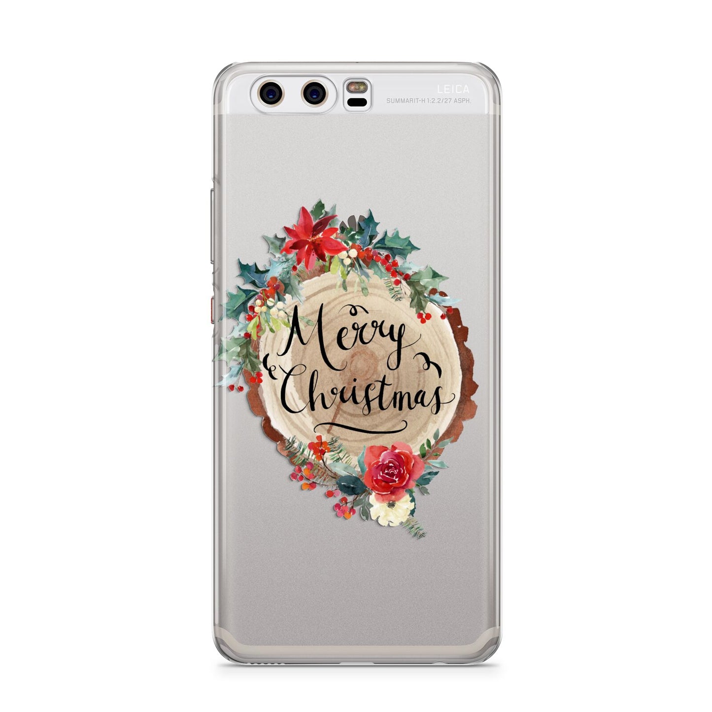 Merry Christmas Log Floral Huawei P10 Phone Case