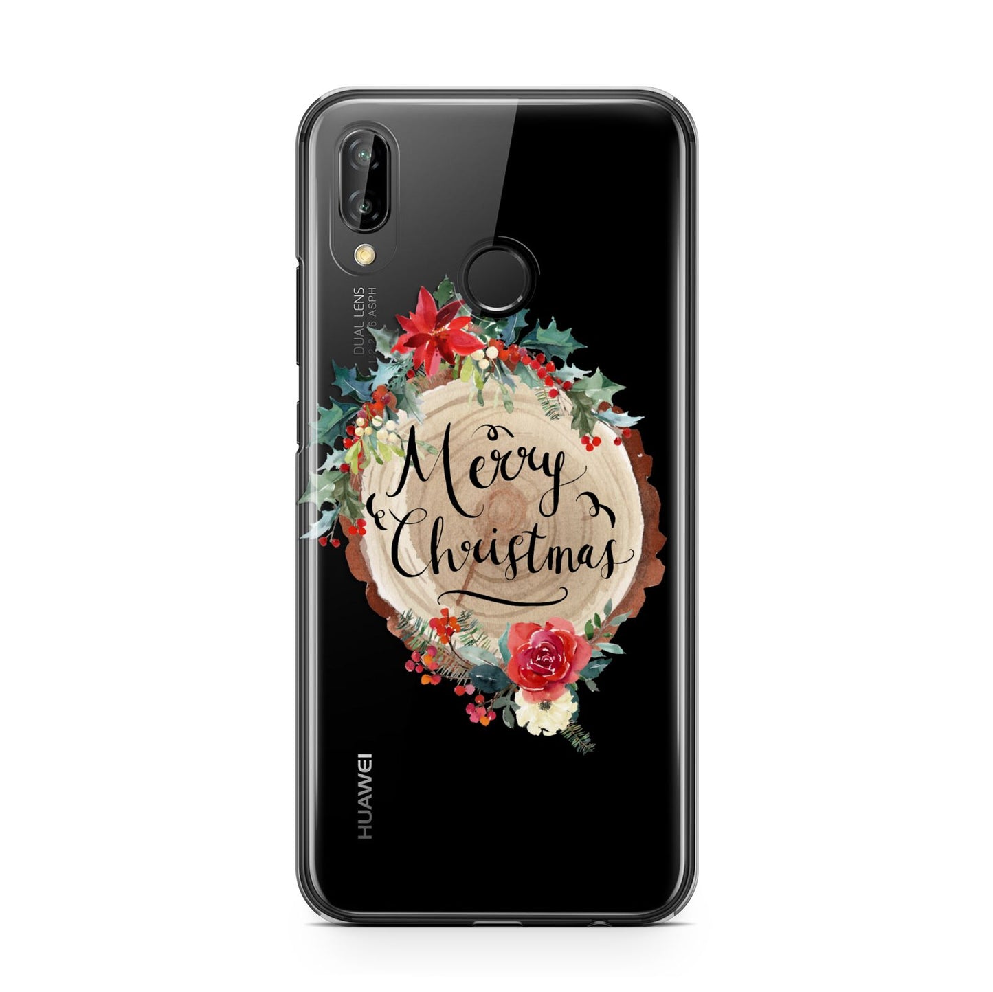 Merry Christmas Log Floral Huawei P20 Lite Phone Case