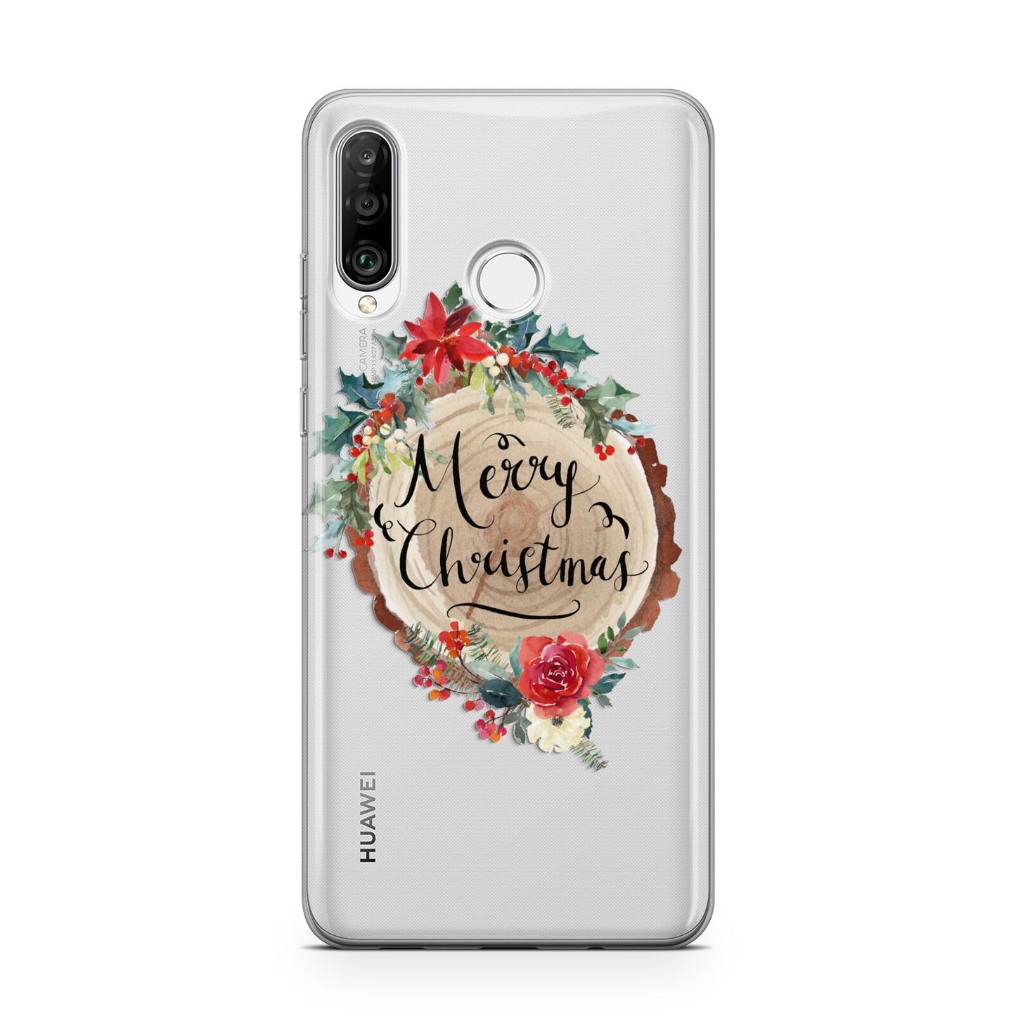 Merry Christmas Log Floral Huawei P30 Lite Phone Case