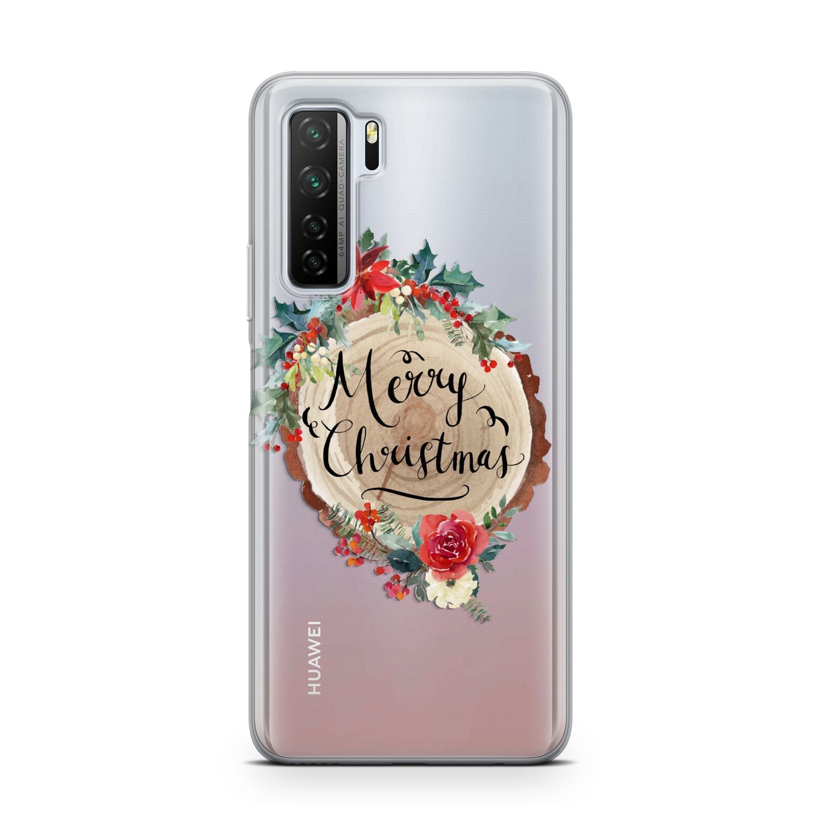 Merry Christmas Log Floral Huawei P40 Lite 5G Phone Case