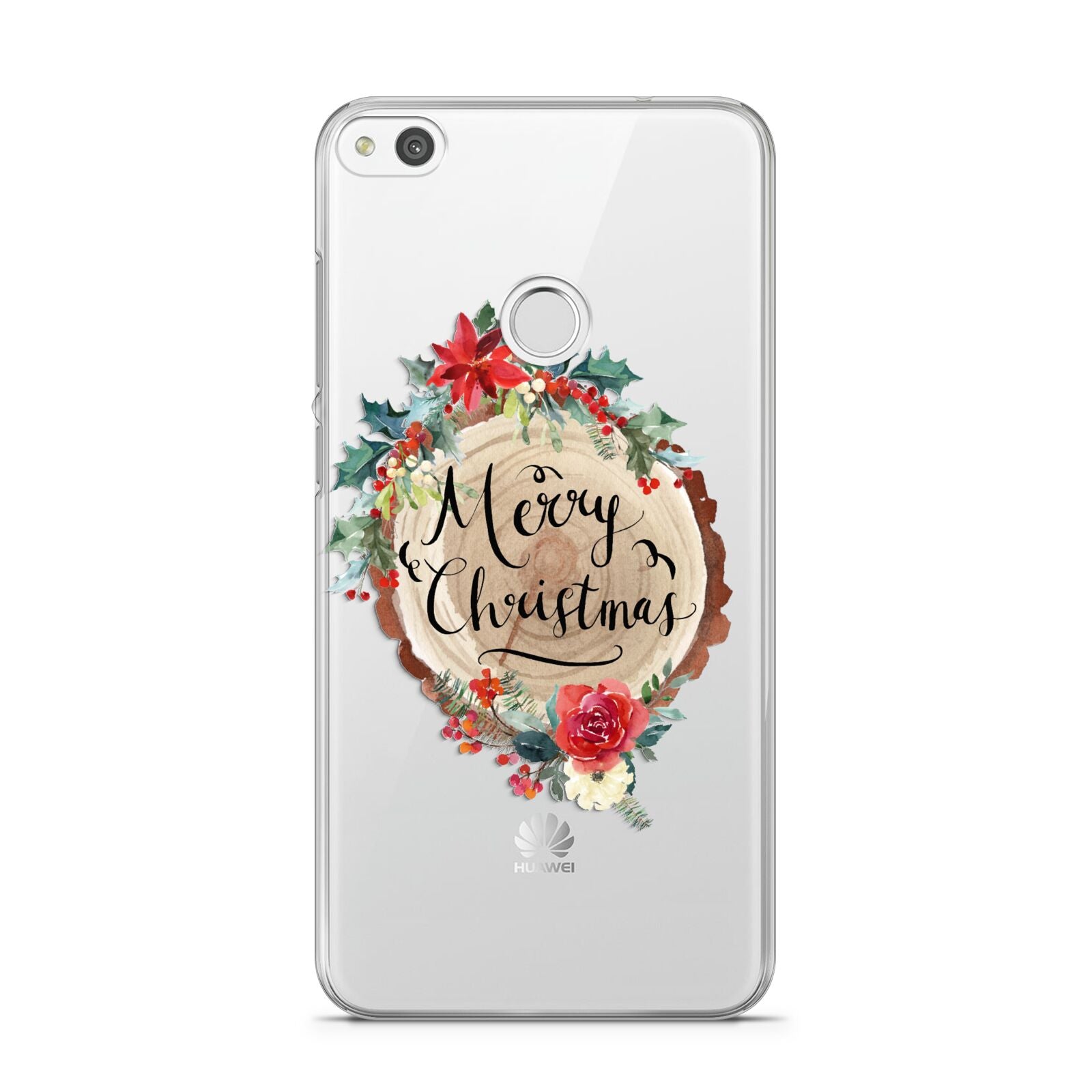 Merry Christmas Log Floral Huawei P8 Lite Case