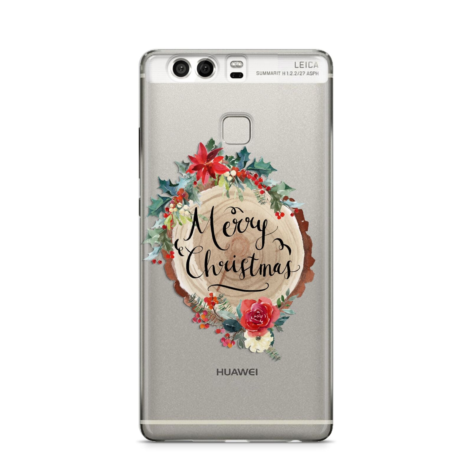 Merry Christmas Log Floral Huawei P9 Case