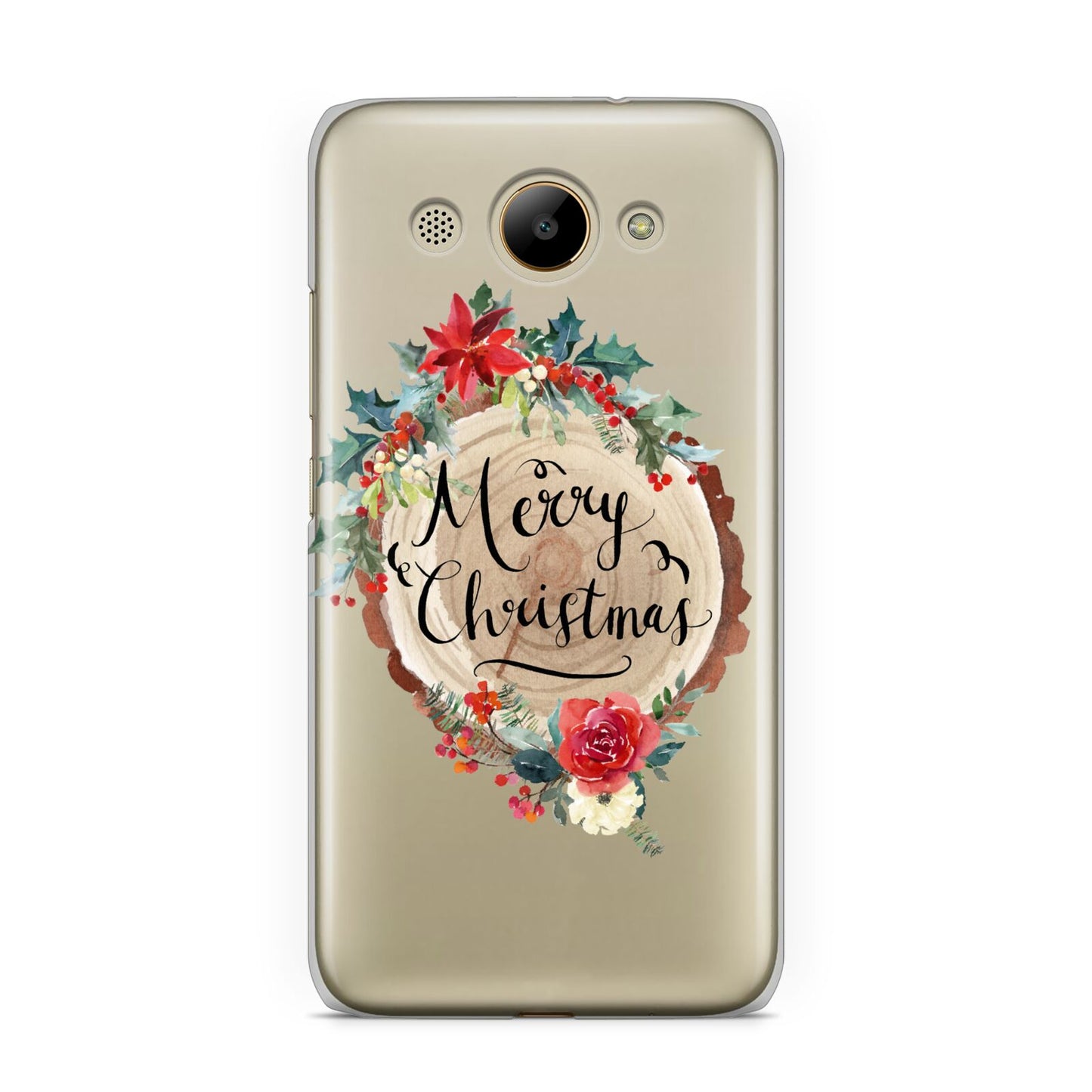 Merry Christmas Log Floral Huawei Y3 2017