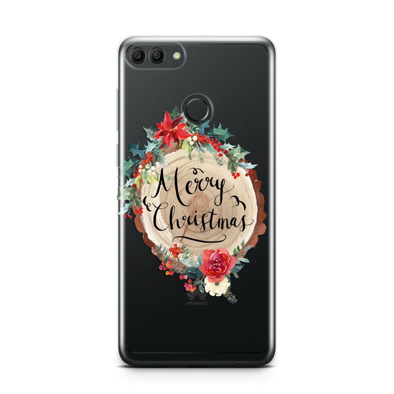 Merry Christmas Log Floral Huawei Y9 2018