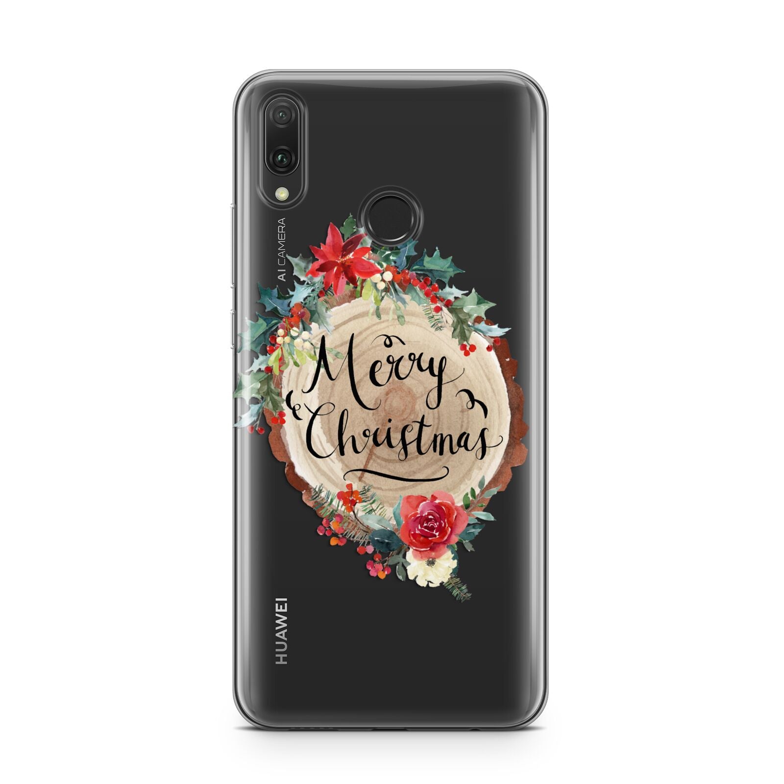 Merry Christmas Log Floral Huawei Y9 2019