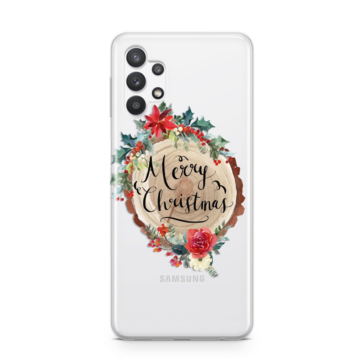 Merry Christmas Log Floral Samsung A32 5G Case