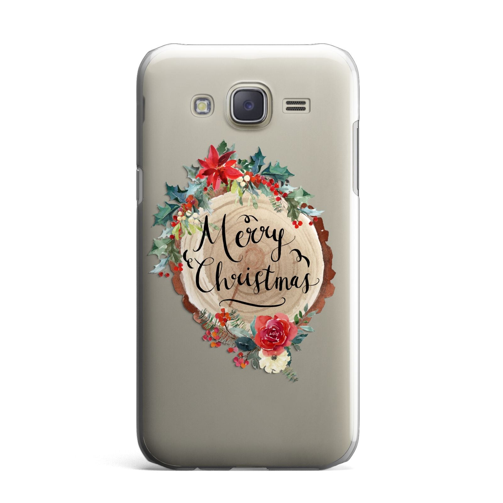 Merry Christmas Log Floral Samsung Galaxy J7 Case