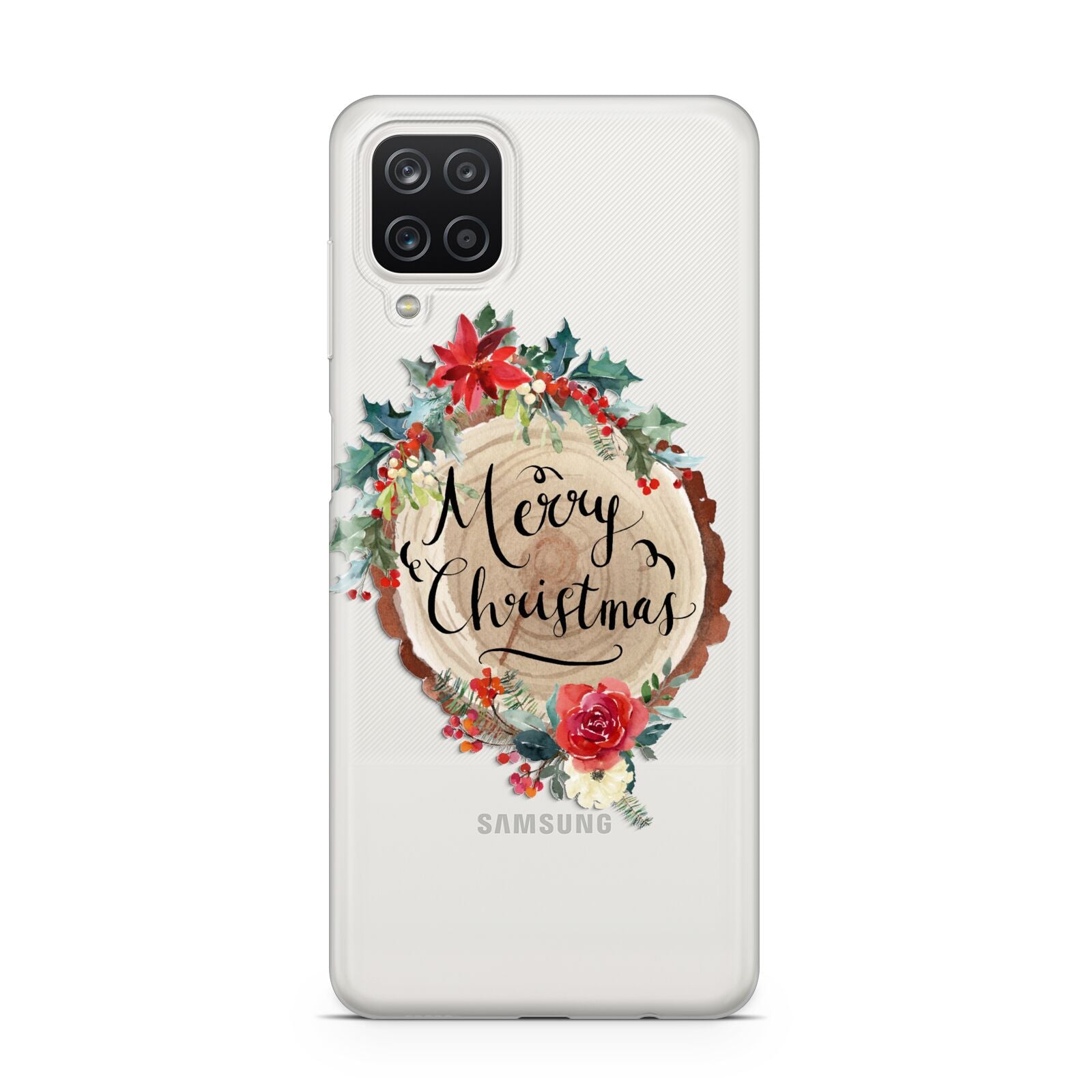 Merry Christmas Log Floral Samsung M12 Case