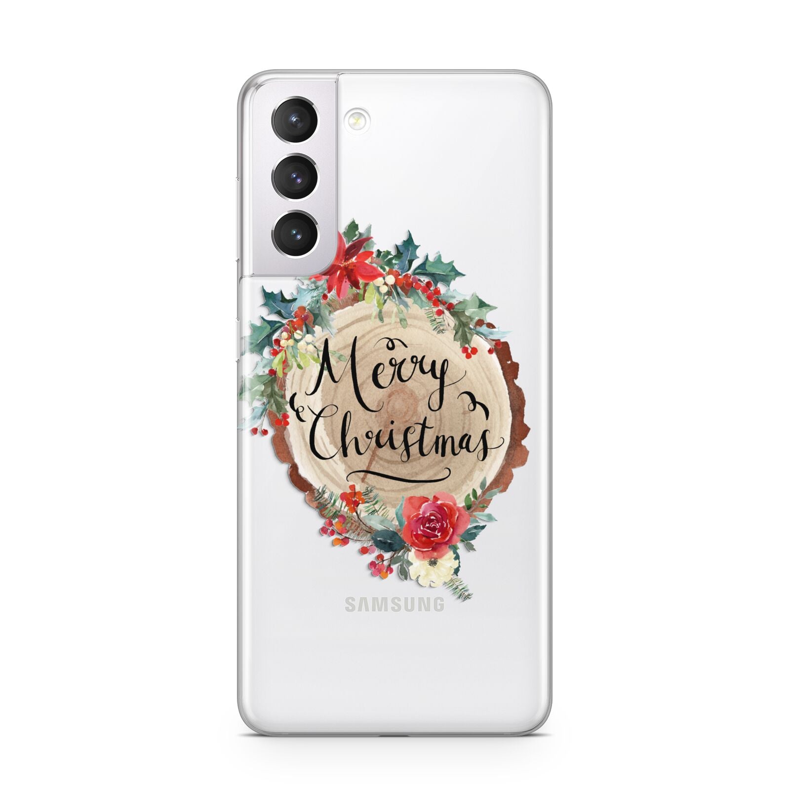 Merry Christmas Log Floral Samsung S21 Case