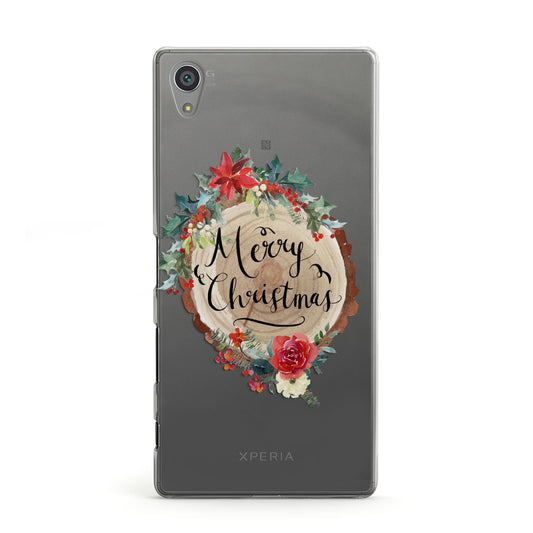 Merry Christmas Log Floral Sony Xperia Case