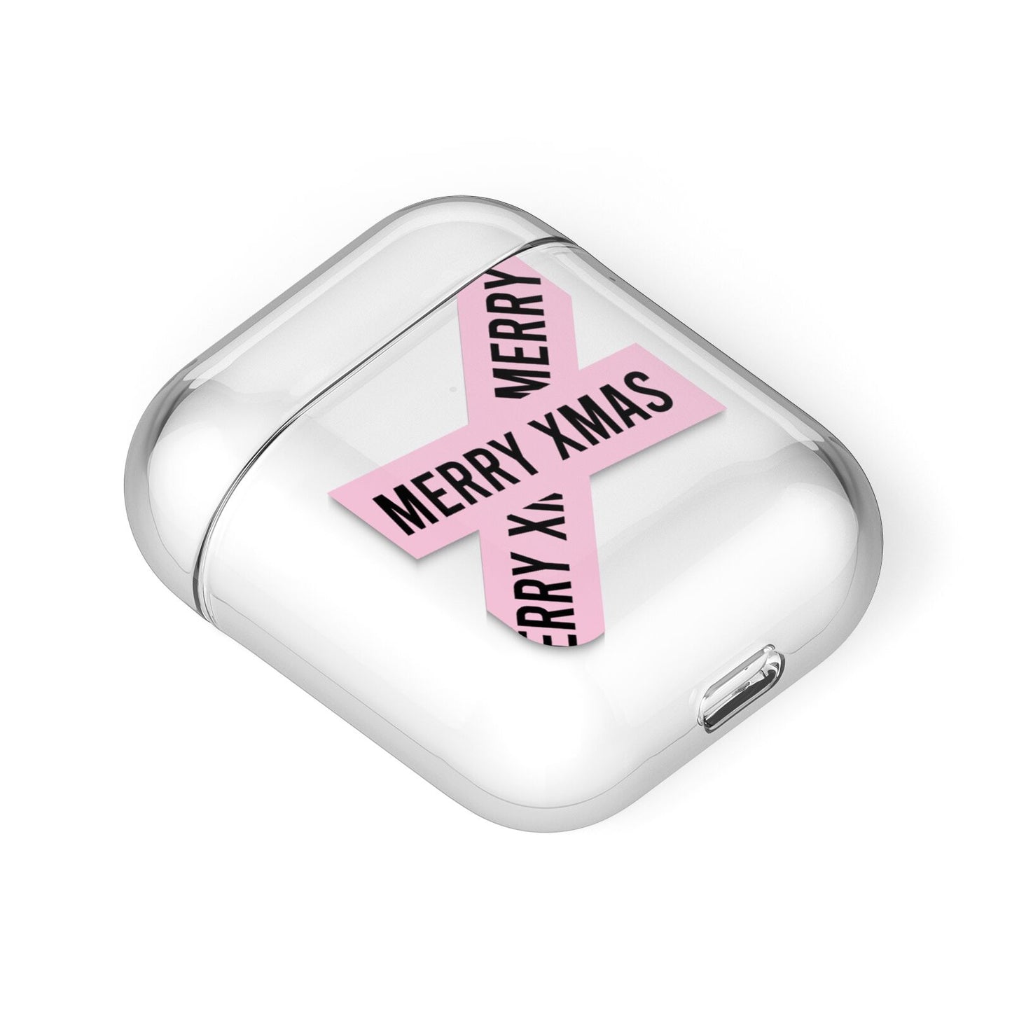 Merry Christmas Tape AirPods Case Laid Flat