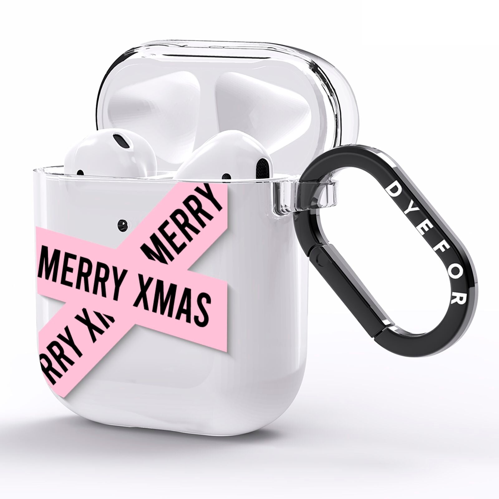 Merry Christmas Tape AirPods Clear Case Side Image