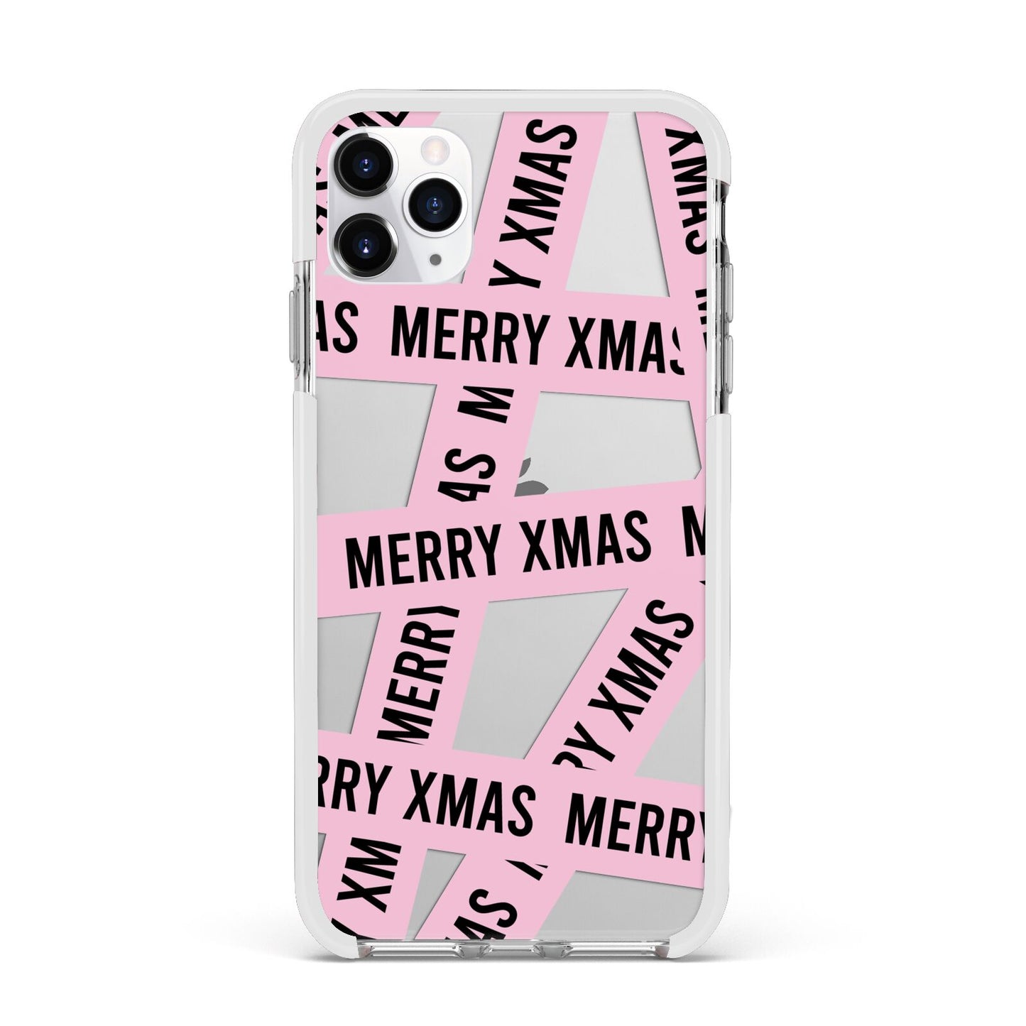 Merry Christmas Tape Apple iPhone 11 Pro Max in Silver with White Impact Case